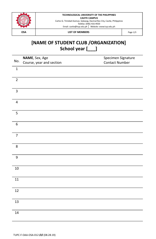 Proposed Plan of Activities